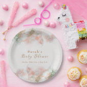緑のエレガントピンクの水の色の瑪瑙ベビーシャワー ペーパープレート (パーティー)