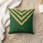 緑のエレガントファミリ名シェブロンパターン クッション (ブランケット)
