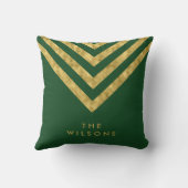 緑のエレガントファミリ名シェブロンパターン クッション (裏面)