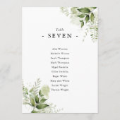 緑のエレガントフローラシーティングプランテーブル番号 招待状 (裏面)