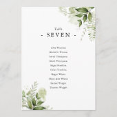 緑のエレガントフローラシーティングプランテーブル番号 招待状 (正面)