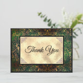 緑のエレガントフローラフェイク金ゴールド サンキューカード (スタンド正面)