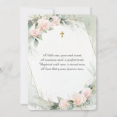 緑のエレガントフローラヴィンテージ水の色の洗礼 招待状 (裏面)