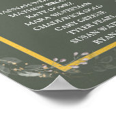 緑のエレガントフローラ水彩着座図 ポスター (角)