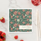 緑のエレガントフローラ素朴カスタムウェディング スタンダードランチョンナプキン (インサイチュ)