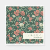 緑のエレガントフローラ素朴カスタムウェディング スタンダードランチョンナプキン (正面)