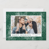 緑のエレガントポインセチアとピネコンの写真 シーズンカード (正面)