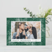 緑のエレガントポインセチアとピネコンの写真 シーズンカード (スタンド正面)