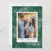 緑のエレガントポインセチアと松の円錐写真 シーズンカード (正面)