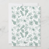 緑のエレガントポインセチアと松の円錐写真 シーズンカード (裏面)