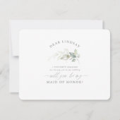 緑のエレガントメイド・オブ・オーナー(花嫁付き添い人)花嫁の提案 招待状 (正面)