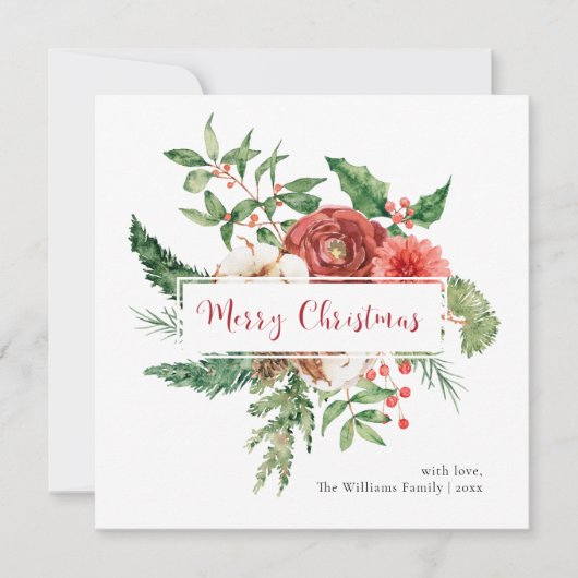 緑のエレガントメリークリスマスカード シーズンカード (正面)