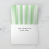 緑のエレガントリボン移植おめでとう ノートカード (内部)