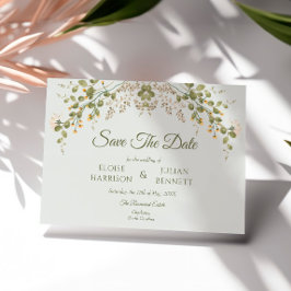 緑のエレガントワイルドフラワーの結婚式の日付を保存