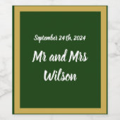 緑のエレガントワインラベルの金ゴールドスクリプトとフレーム ワインラベル (シングルラベル)