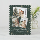 緑のエレガント写真コラージュのメリークリスマスカード シーズンカード (スタンド正面)