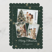 緑のエレガント写真コラージュのメリークリスマスカード シーズンカード (正面/裏面)