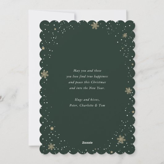 緑のエレガント写真コラージュのメリークリスマスカード シーズンカード (裏面)