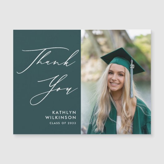 緑のエレガント写真卒業ありがとう (正面)
