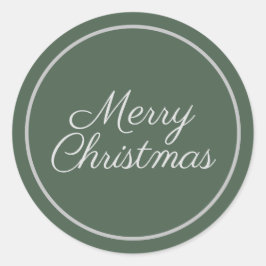 緑のエレガント台本メリークリスマス ラウンドシール