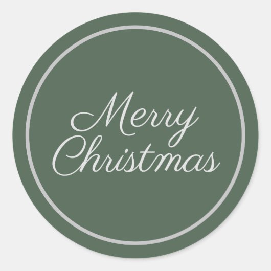 緑のエレガント台本メリークリスマス ラウンドシール (正面)