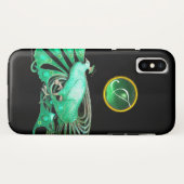 緑のエレガント孔雀、玉モノグラム Case-Mate iPhoneケース (裏面(横))