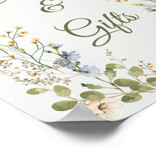 緑のエレガント山花結婚式のカードと贈り物 ポスター (角)