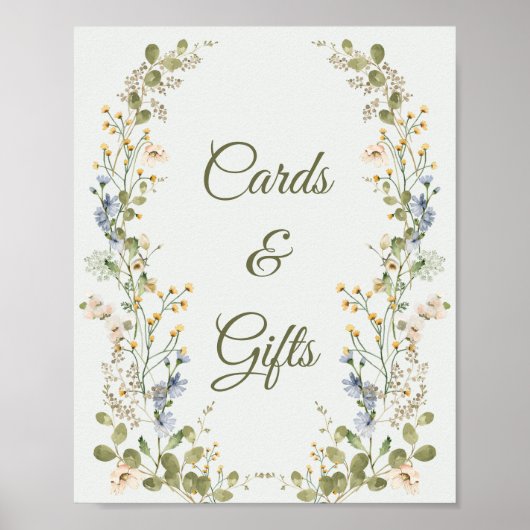 緑のエレガント山花結婚式のカードと贈り物 ポスター (正面)