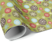 緑のエレガント幾何学円のスノーフレークのパターン ラッピングペーパー (ロールコーナー)