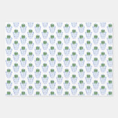 緑のエレガント弓クリスマス付きモノグラム ラッピングペーパーシート (正面)