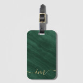 緑のエレガント抽象芸術大理石イニシャル- ラゲッジタグ (正面縦)