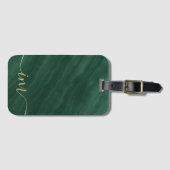 緑のエレガント抽象芸術大理石イニシャル- ラゲッジタグ (正面横)