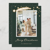 緑のエレガント星空の写真クリスマスカード シーズンカード (正面/裏面)