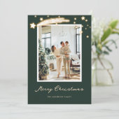 緑のエレガント星空の写真クリスマスカード シーズンカード (スタンド正面)