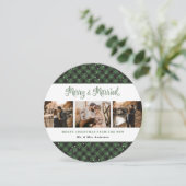 緑のエレガント格子模様の新婚クリスマスカード シーズンカード (スタンド正面)