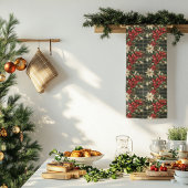 緑のエレガント格子模様の赤いポインセチアのメリークリスマス スクエアペーパーコースター