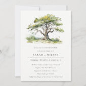 緑のエレガント水の色のオークの木のカップルのシャワー 招待状 (正面)