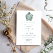 緑のエレガント水の色タイムレスモノグラム結婚ズ 招待状