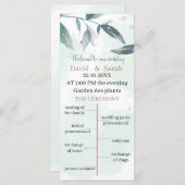 緑のエレガント水彩カスタムウェディングプログラム (正面/裏面)