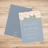 緑のエレガント水彩フローラほこりっぽい青 招待状