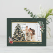 緑のエレガント水彩写真クリスマスカード シーズンカード (スタンド正面)
