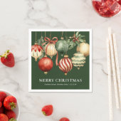 緑のエレガント水色クリスマスパーティーオーナメント スタンダードカクテルナプキン (インサイチュ)