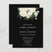 緑のエレガント白い花結婚の花 インビテーションポストカード (正面/裏面)