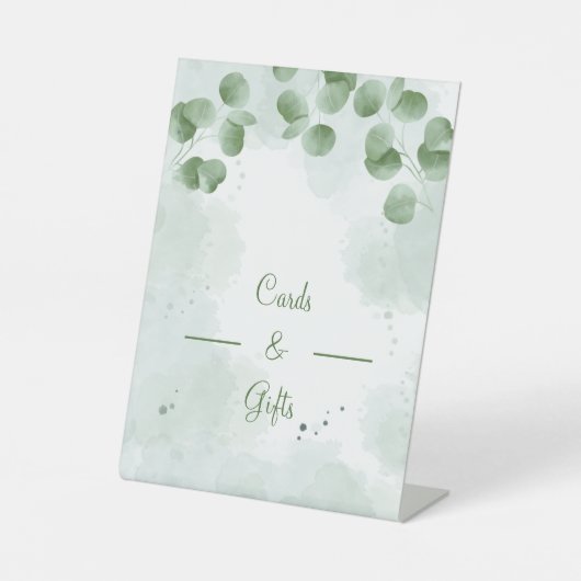緑のエレガント結婚式のカードとギフト 台座サイン (正面)