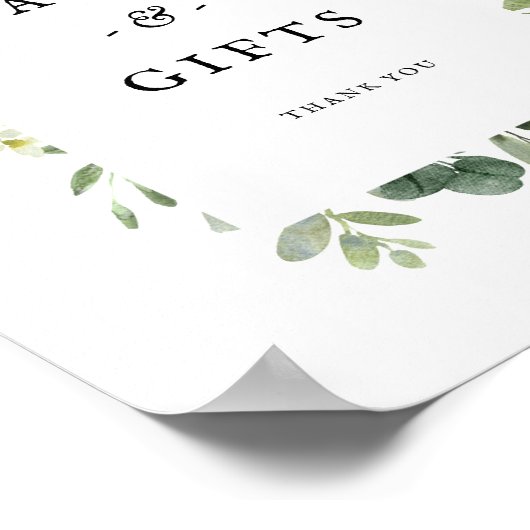 緑のエレガント結婚式のカードの贈り物 ポスター (角)