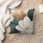 緑のエレガント金ゴールドと白のフローラ クッション (ブランケット)