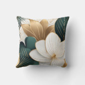 緑のエレガント金ゴールドと白のフローラ クッション (裏面)