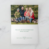 緑のエレガント金ゴールドオーナメント写真クリスマス シーズンカード (内部)