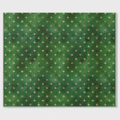 緑のエレガント金ゴールドクリスマスライトの星模様 ラッピングペーパー (フラット)