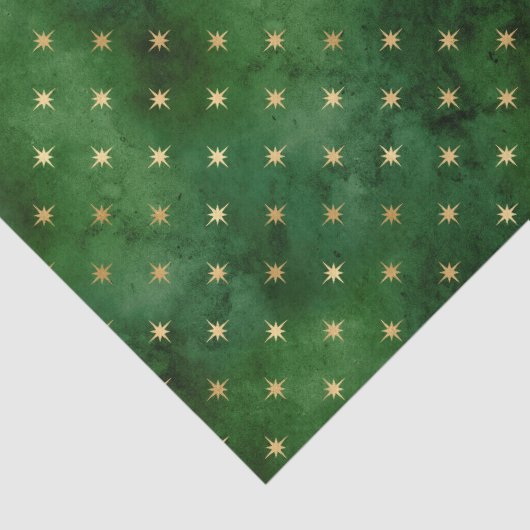 緑のエレガント金ゴールドクリスマスライトの星模様 薄葉紙 (詳細)